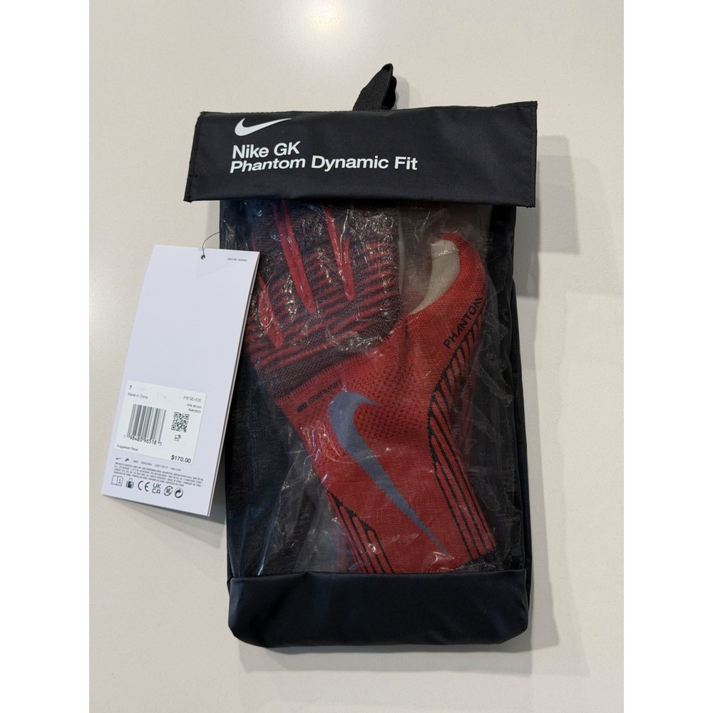 Nike GK Phantom Dynamic Fit Goalkeeper Gloves Bright Crimson IF8190-635 SZ 7 NEW